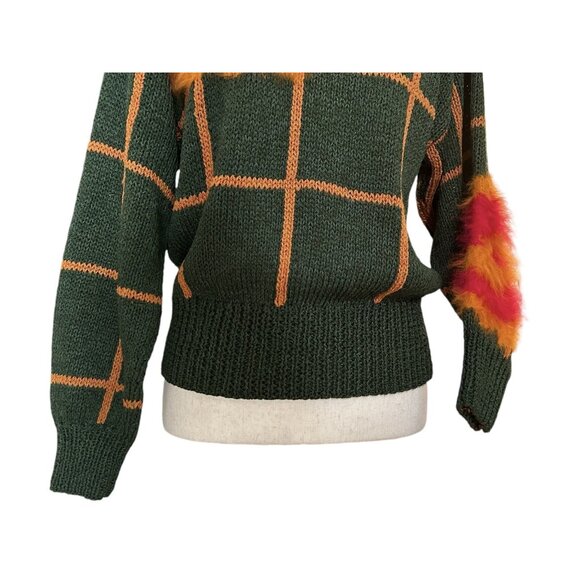 Sweater VTG 80s Sheila Raymond Asymmetric Oval Wool Blend Crew Neck Angora Sz M - Picture 5 of 11